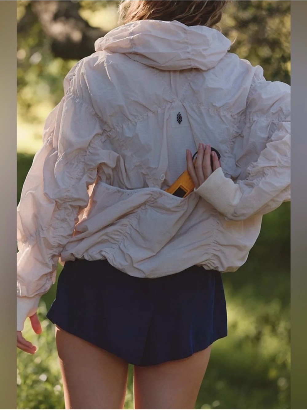 Free People FP Movement Happy Camper Pullover Lightweight Jacket Parka Cream - Picture 2 of 16
